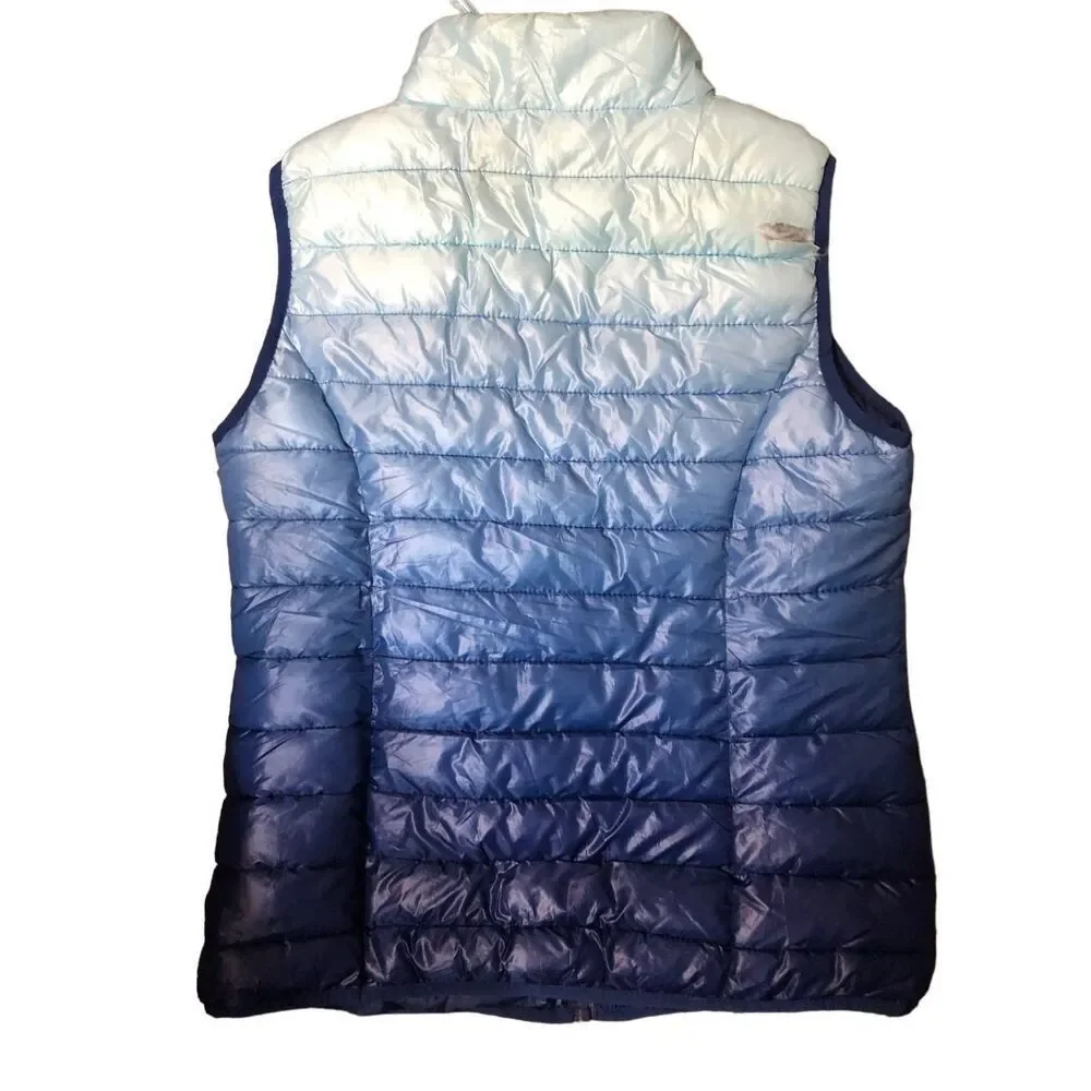 Jackson Hole ombré blue puffer vest with attached back accessory M